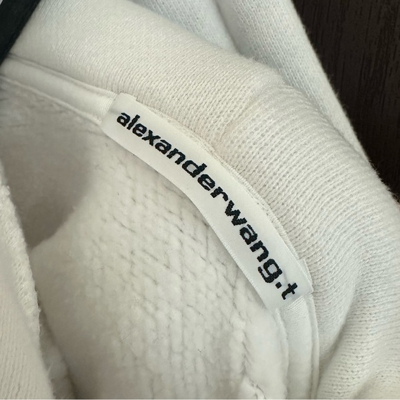 Alexander Wang White Hoodie Sweatshirt M Cotton Blend Minimalist Designer Street - Picture 5 of 6
